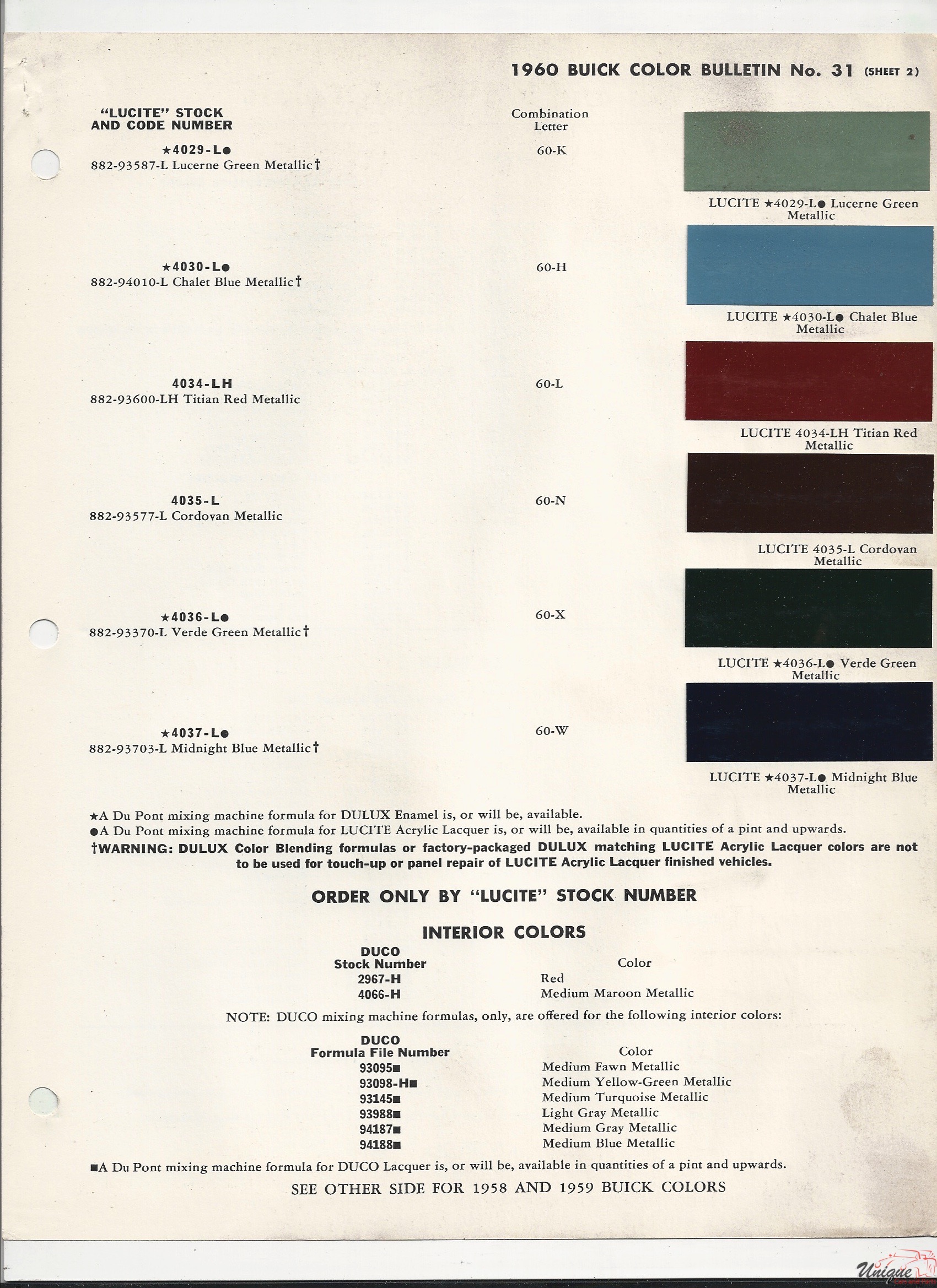 1960 Buick-2 Paint Charts